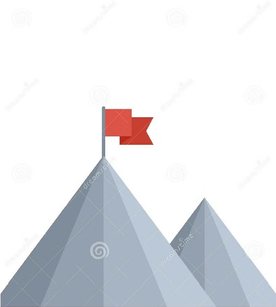 Montaña con bandera roja